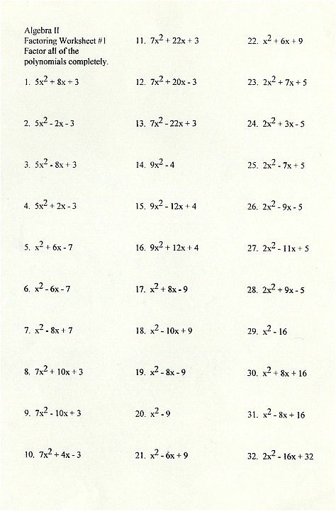 Factoring Completely Worksheet With Answers Promotiontablecovers